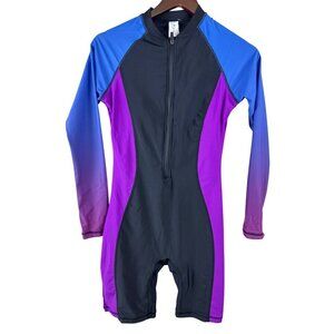 NEW Halcurt Women's Rash Guard Boy Leg Long Sleeve Zip UPF 50+ Size Small Swim